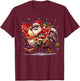 Ugly Christmas Santa Riding Chicken Christmas Tree Lights T-Shirt - T-Shirt | Maroon