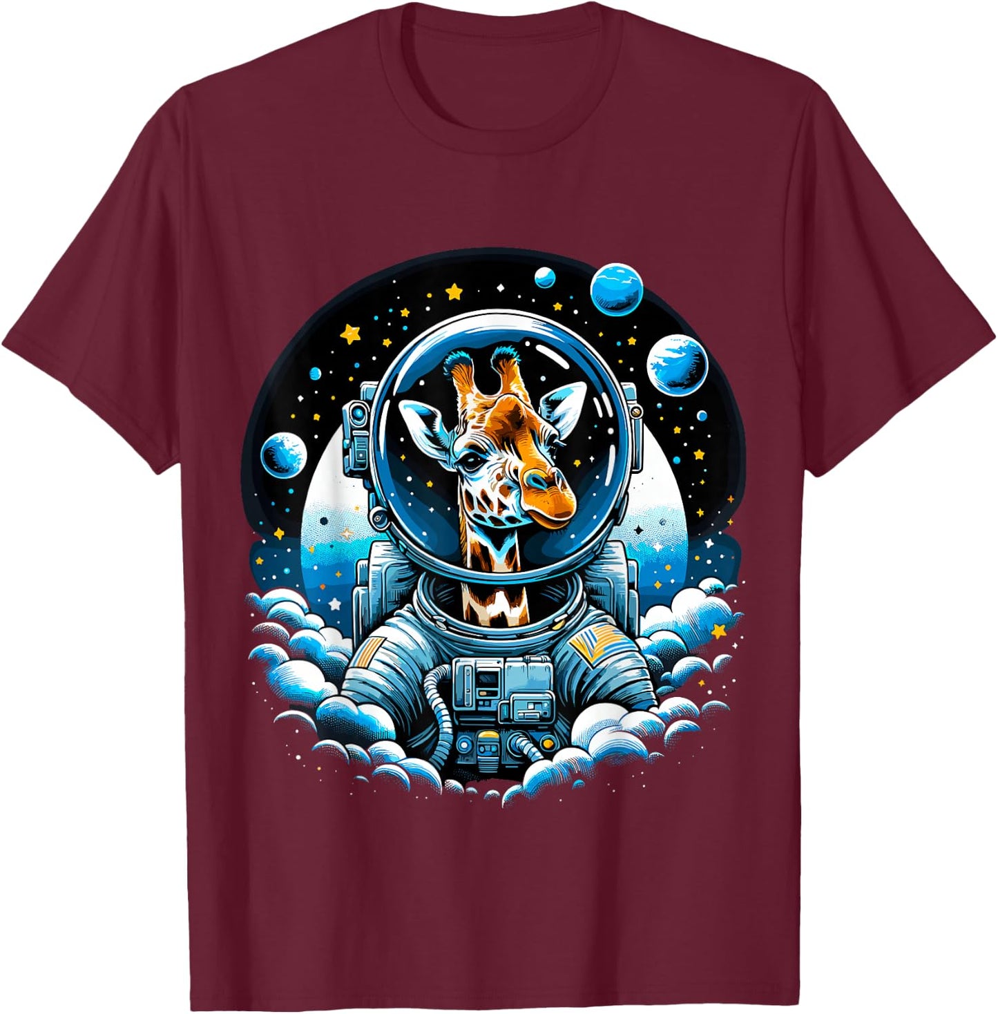 Astronaut Giraffe T-Shirt - T-Shirt | Maroon
