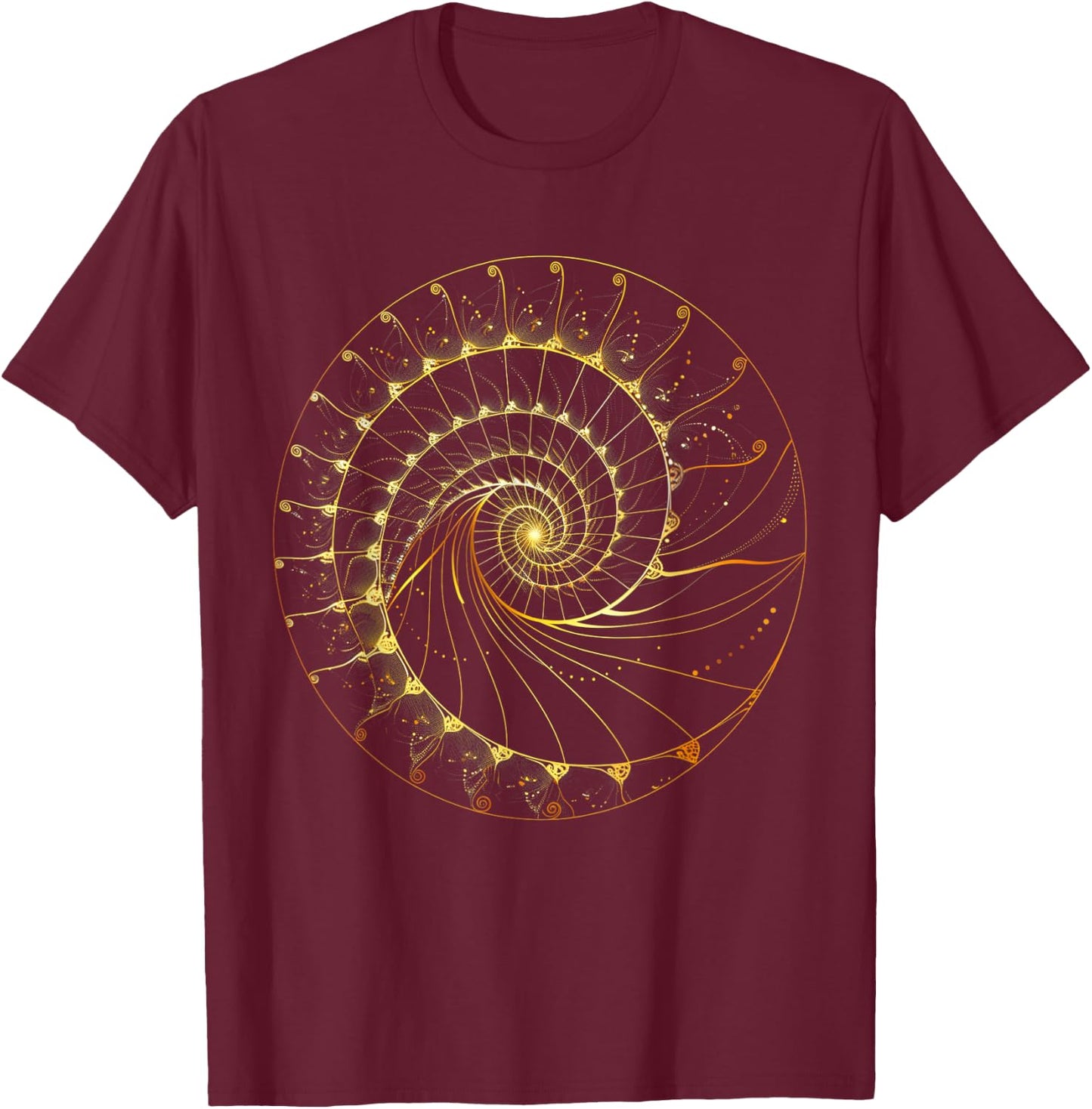 Fibonacci Spiral Ratio Mathematicians Sacred Geometry T-Shirt - T-Shirt | Maroon
