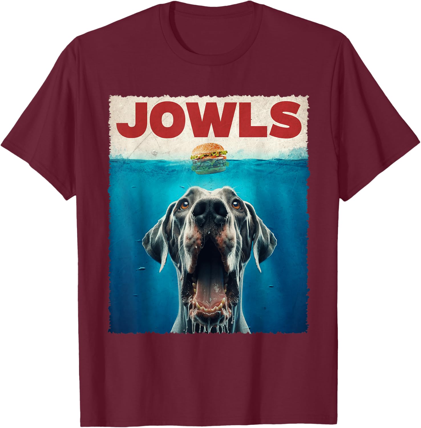Great Dane Jowls Dogs Vintage Art Funny Animal Love Fastfood T-Shirt - T-Shirt | Maroon
