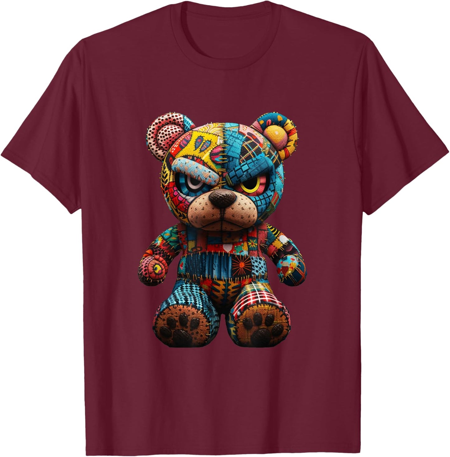 Funny Graphic Angry Teddy Bear Streetwear T-Shirt - T-Shirt | Maroon