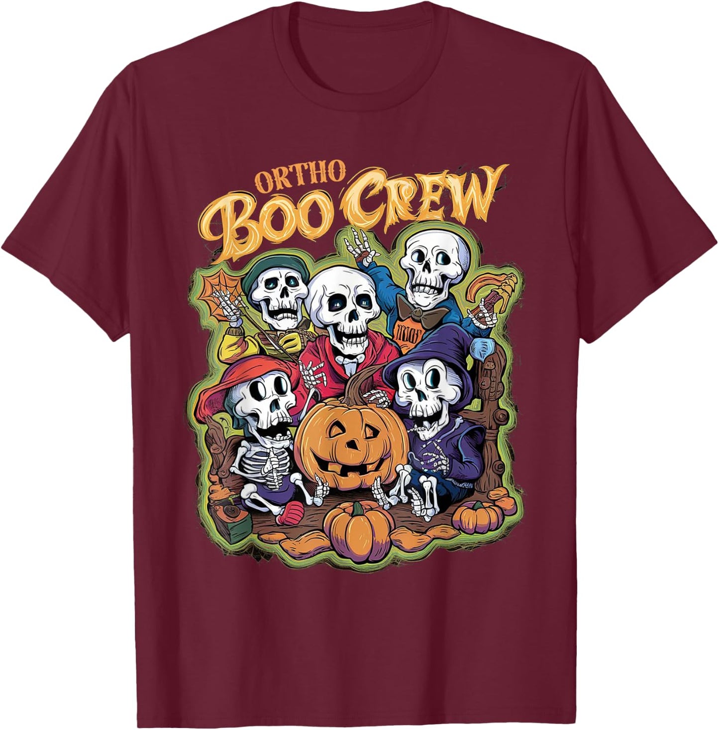Ortho Squad Spooky Ortho Orthopedic Halloween Boo Crew T-Shirt - T-Shirt | Maroon