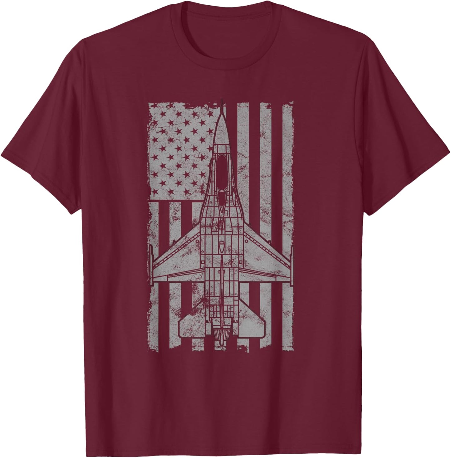 F-16 "Viper" Jet Fighter Vintage Flag T-Shirt - T-Shirt | Maroon