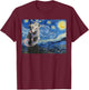 Starry Night Opossum Van Gogh Possum Funny Rodent Animal T-Shirt - T-Shirt | Maroon