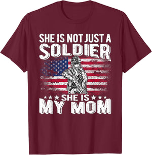 My Mom Is A Soldier - Patriotic Proud Military Son Daughter T-Shirt - T-Shirt | Maroon