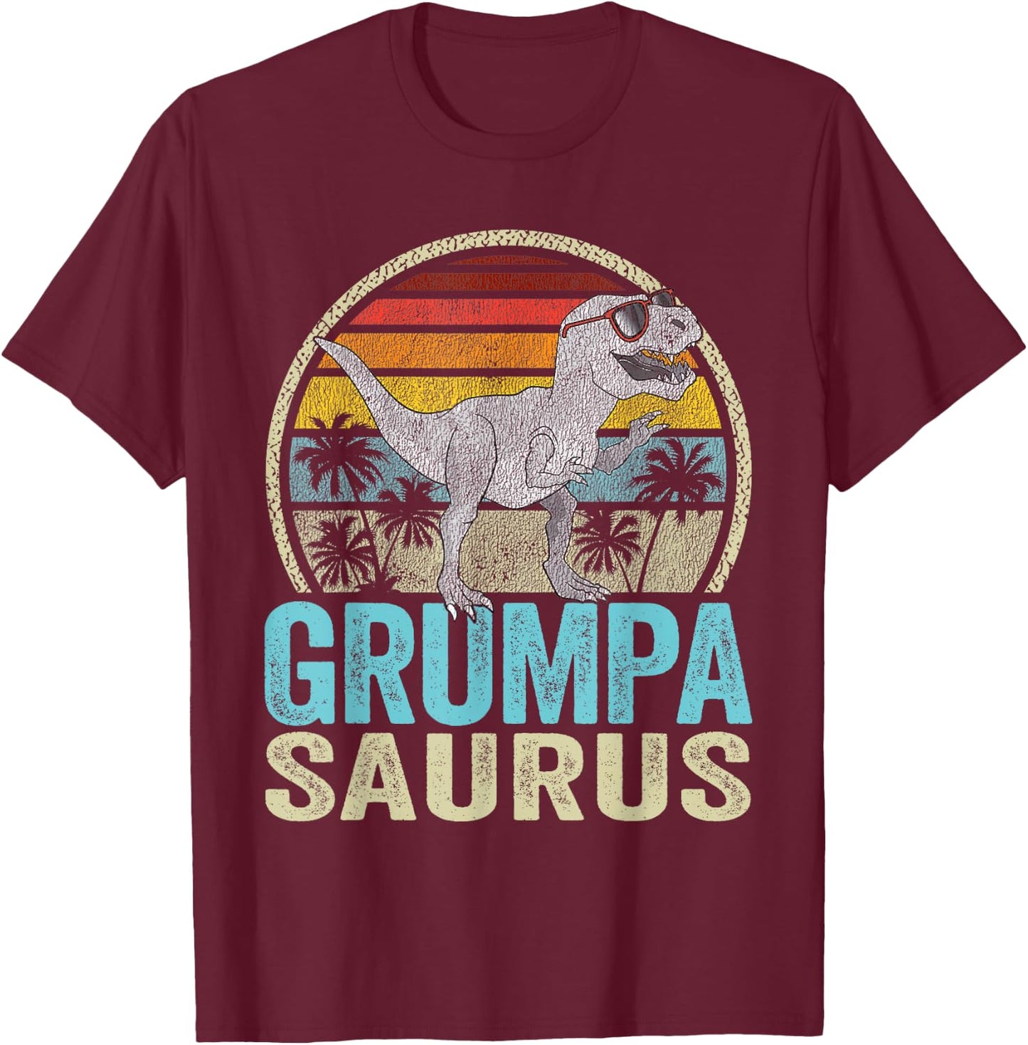 GrumpaSaurus T Rex Dinosaur Saurus Family Matching T-Shirt - T-Shirt | Maroon