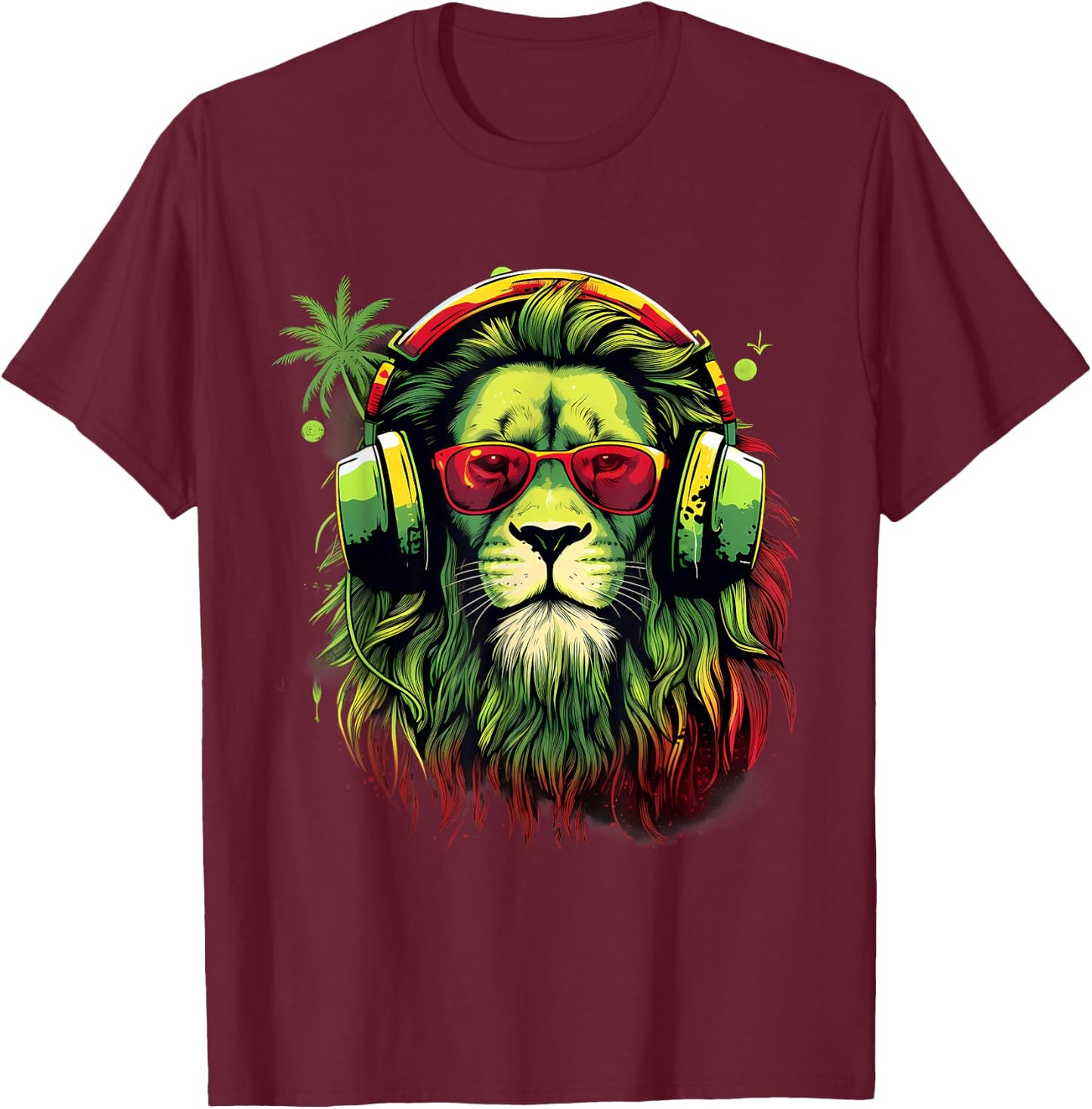 Rastafarian Pride Lion Of Judah Jamaica Rasta Reggae Lion T-Shirt - T-Shirt | Maroon