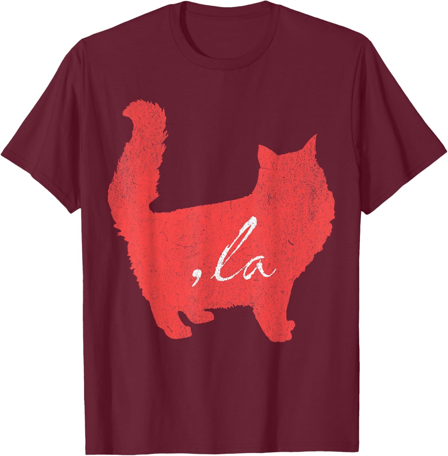la/ Comma la/Comma la in A Red Cat Silhouette Women Girls Kids T-Shirt - T-Shirt | Maroon