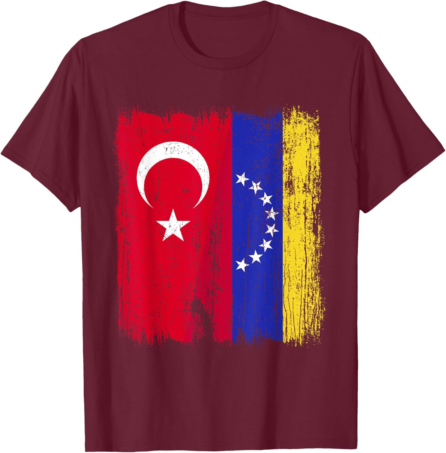 Turkey Venezuela Half Flag Turkish Venezuelan Jersey T-Shirt - T-Shirt | Maroon