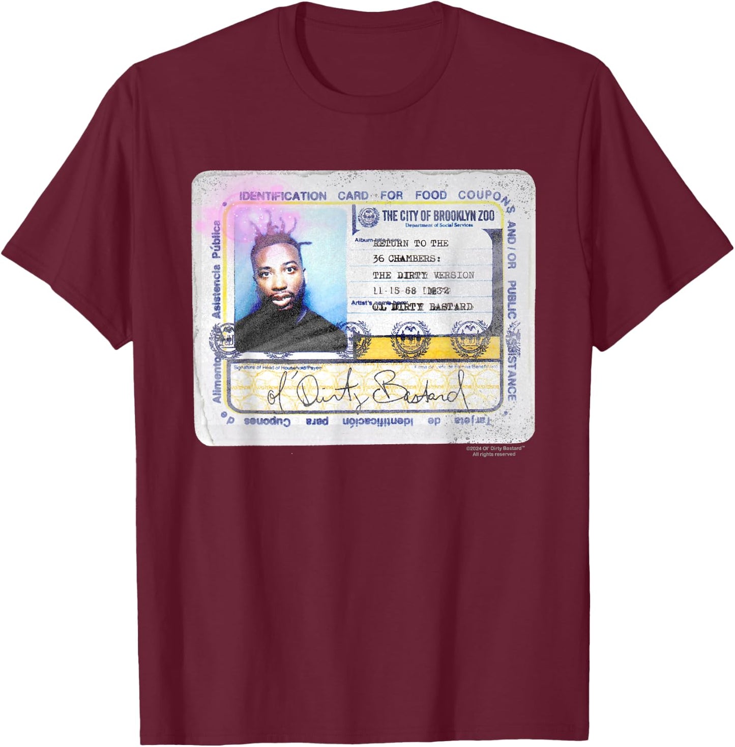 ODB Ol Dirty Ba-ard ID Return 36 Chambers Brooklyn Zoo Raw T-Shirt - T-Shirt | Maroon