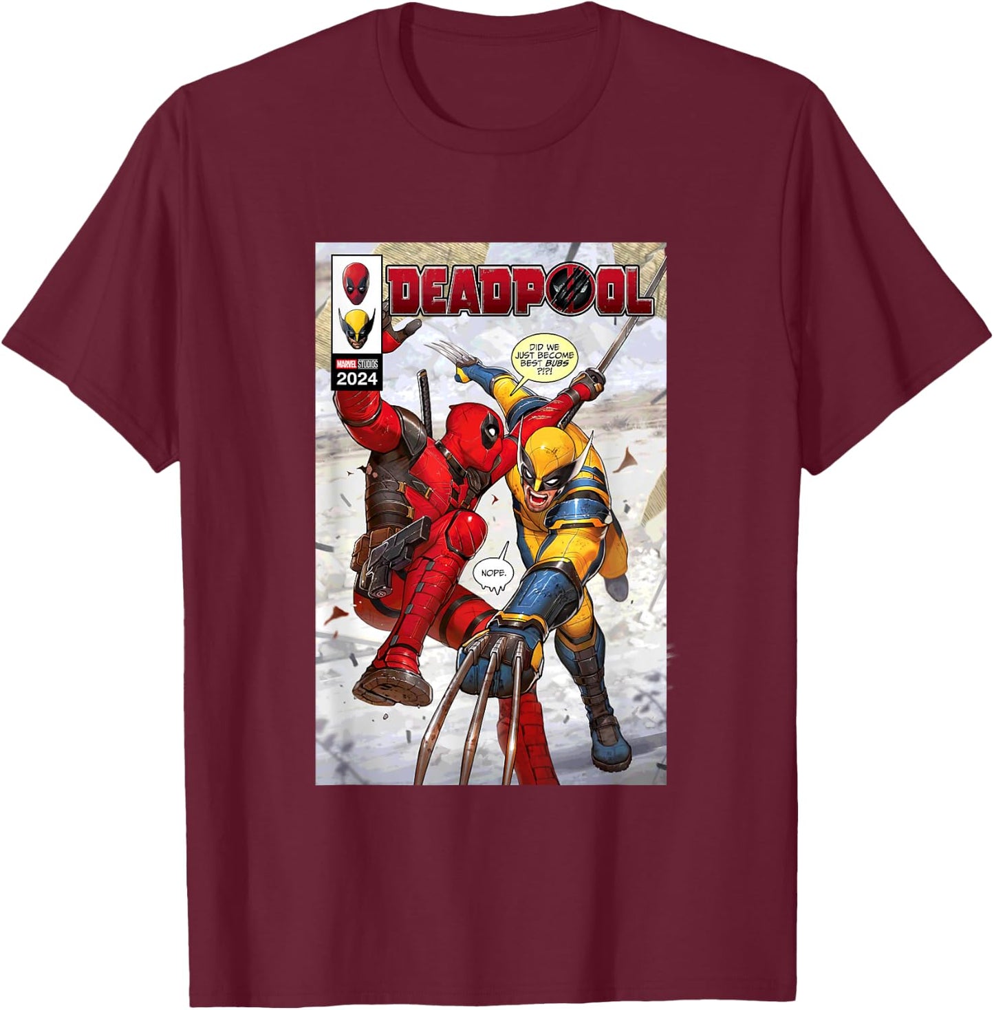 Marvel Studios Deadpool & Wolverine Comic Cover Best Bubs T-Shirt - T-Shirt | Maroon