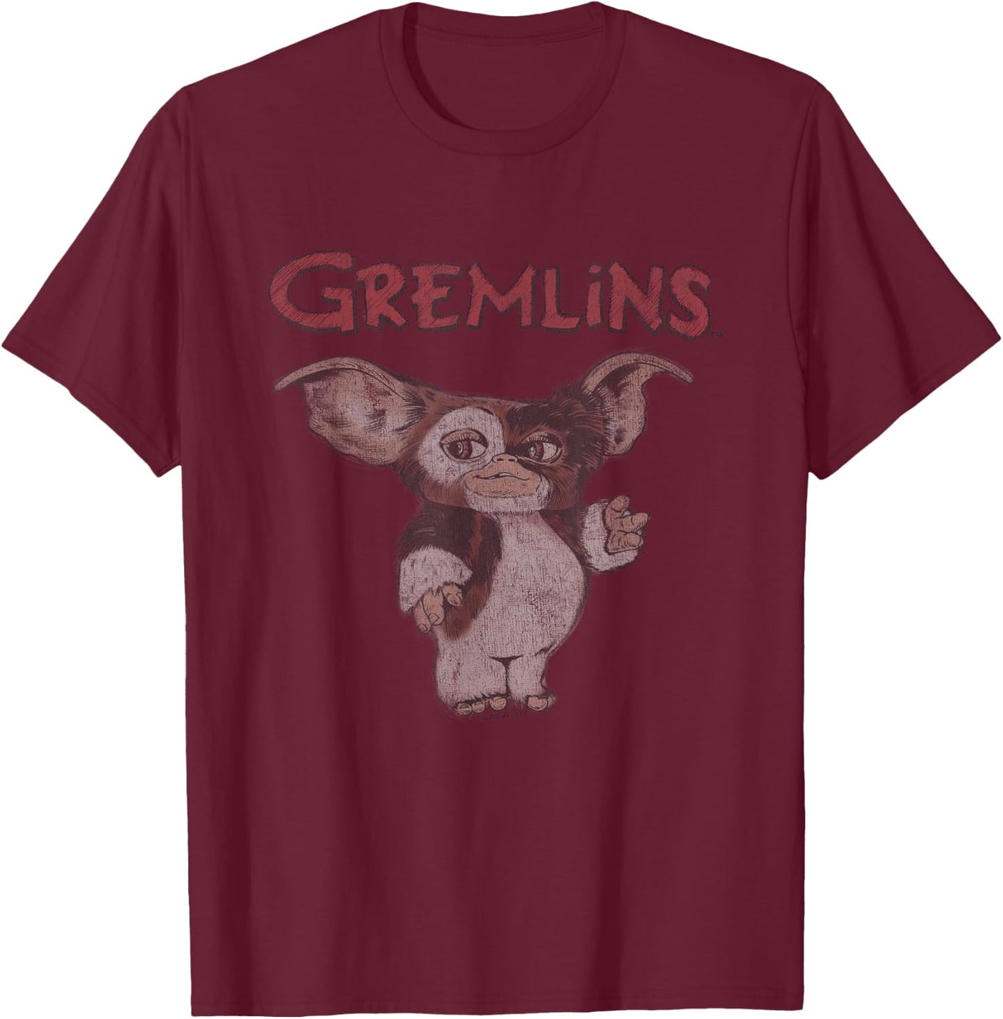 Gremlins Faded Gremlins - Officially Licensed by Warner Brothers - Black - - Short Sleeve - - Regular Fit - Small T-Shirt - T-Shirt | Maroon