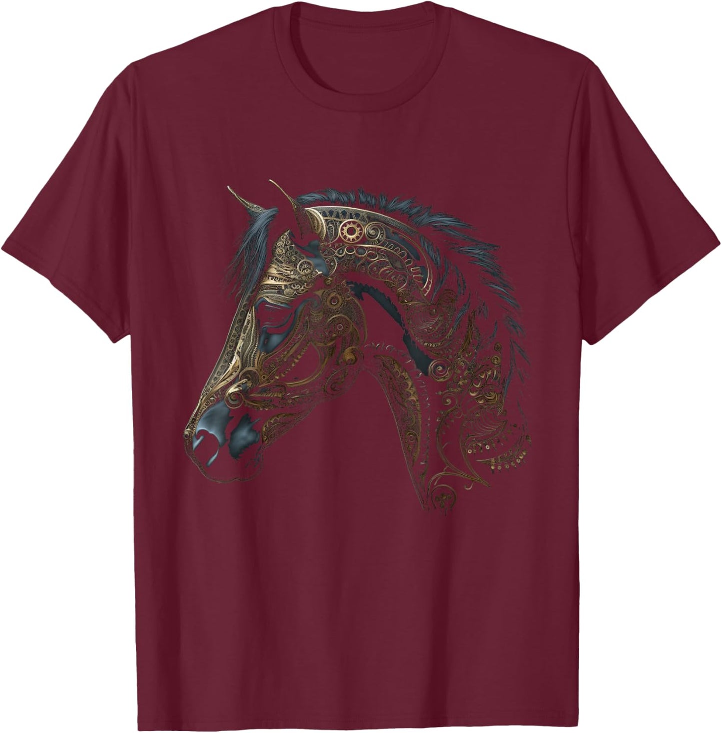 Horse artwork, horse motif, horse riding, animals, horse T-Shirt - T-Shirt | Maroon