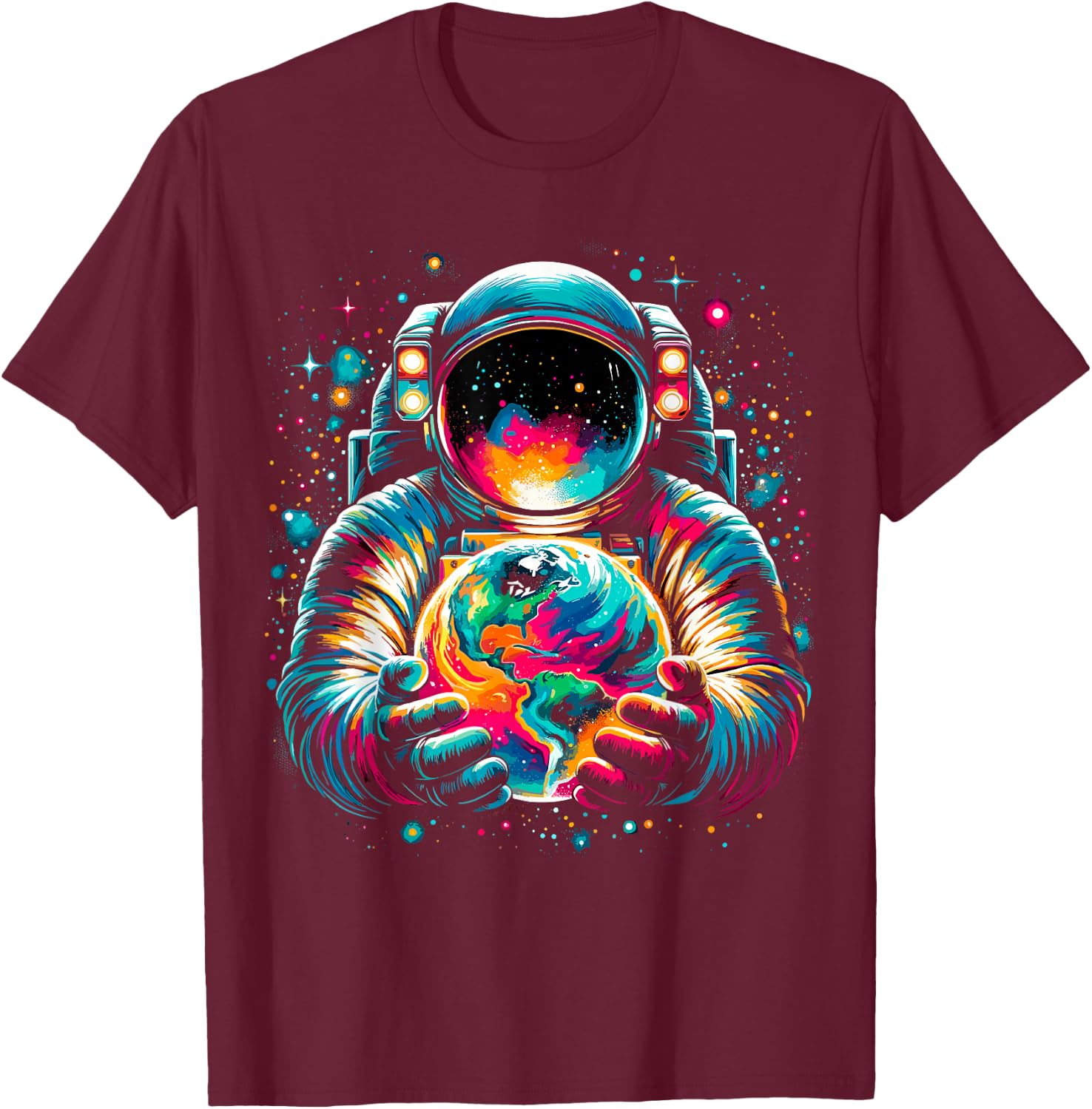 Astronaut Planets Astronaut Space T-Shirt - T-Shirt | Maroon