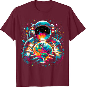 Astronaut Planets Astronaut Space T-Shirt - T-Shirt | Maroon