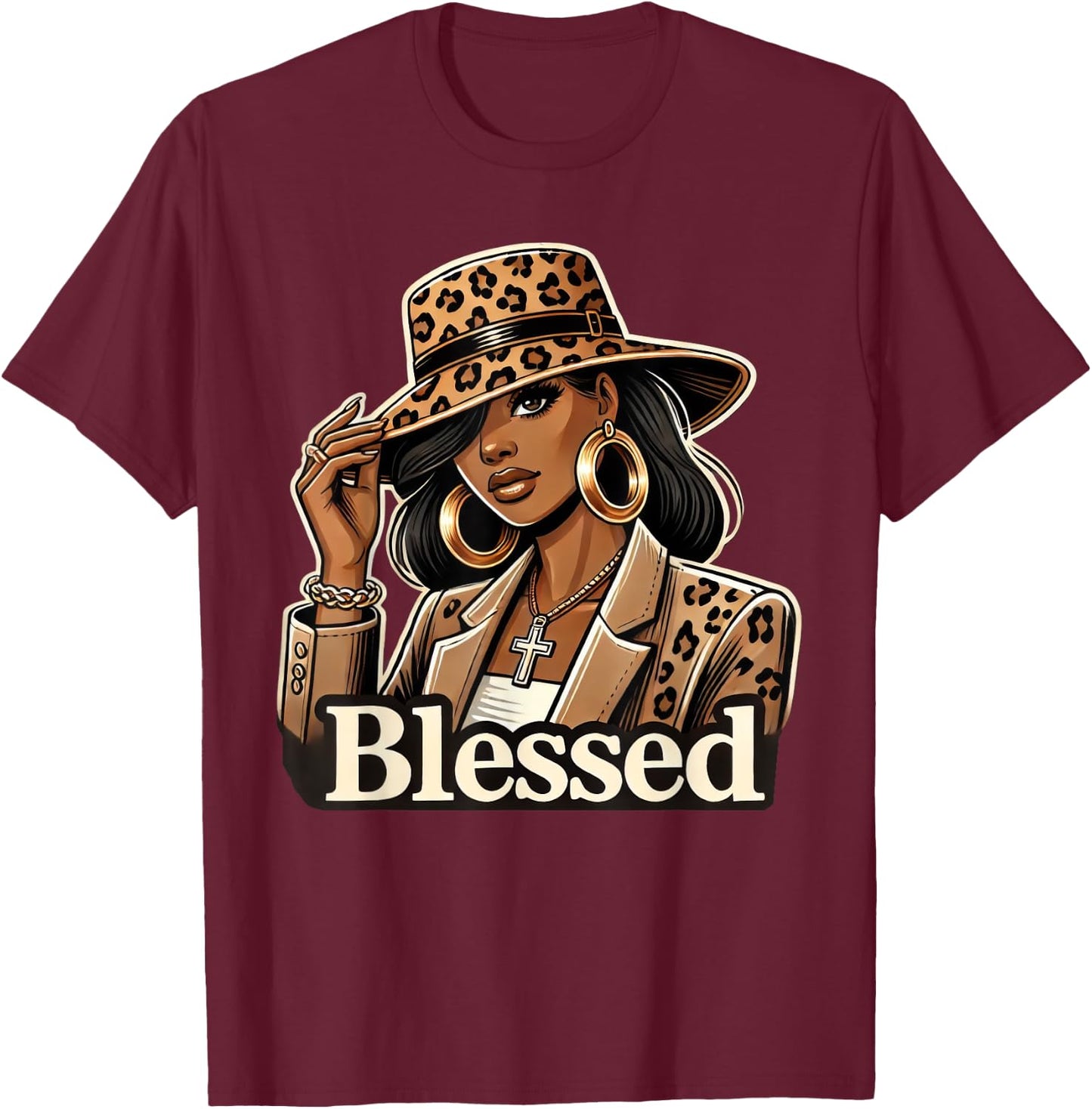 Blessed Black Cowgirl Western Swag African Christian Woman T-Shirt - T-Shirt | Maroon
