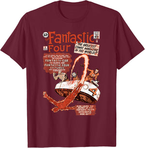 Marvel Fantastic Four Comic Cover Distressed Vintage Poster T-Shirt - T-Shirt | Maroon