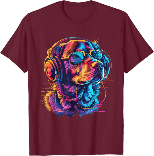Dog DJ House Music Techno Music Headphones Beatmaker EDM T-Shirt - T-Shirt | Maroon