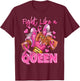 Fight Like A Queen Afro Girl Sneakers Breast Cancer Warrior T-Shirt - T-Shirt | Maroon