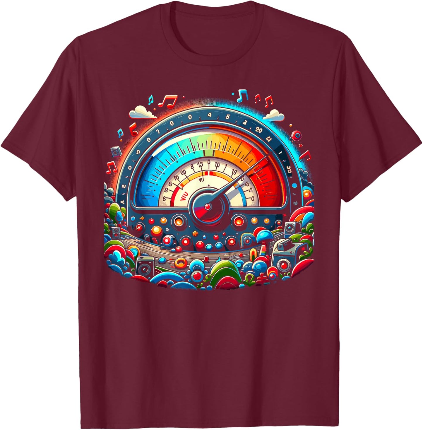 VU Meter Audiopile Analog Music Sound Engineer T-Shirt - T-Shirt | Maroon