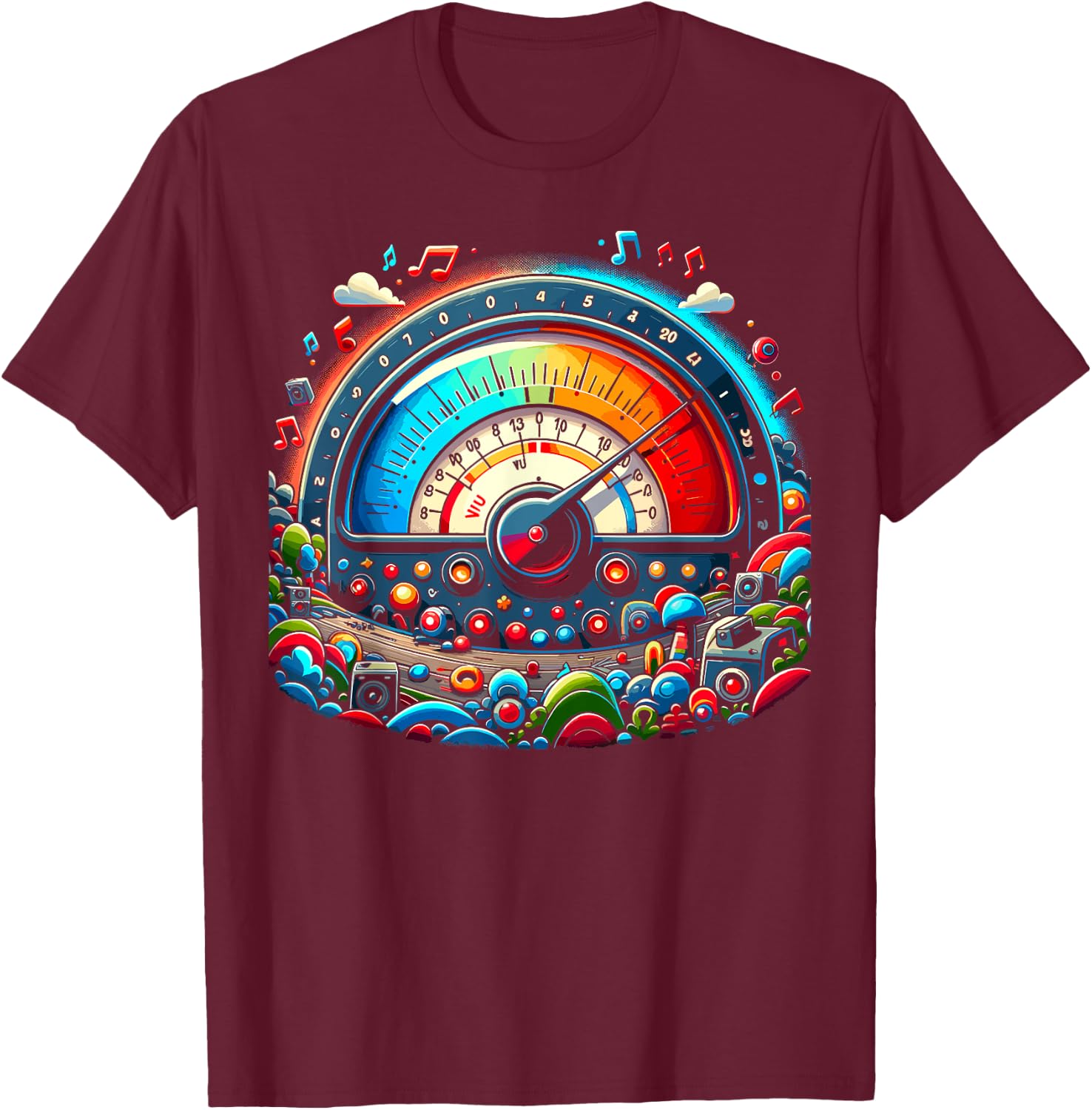 VU Meter Audiopile Analog Music Sound Engineer T-Shirt - T-Shirt | Maroon