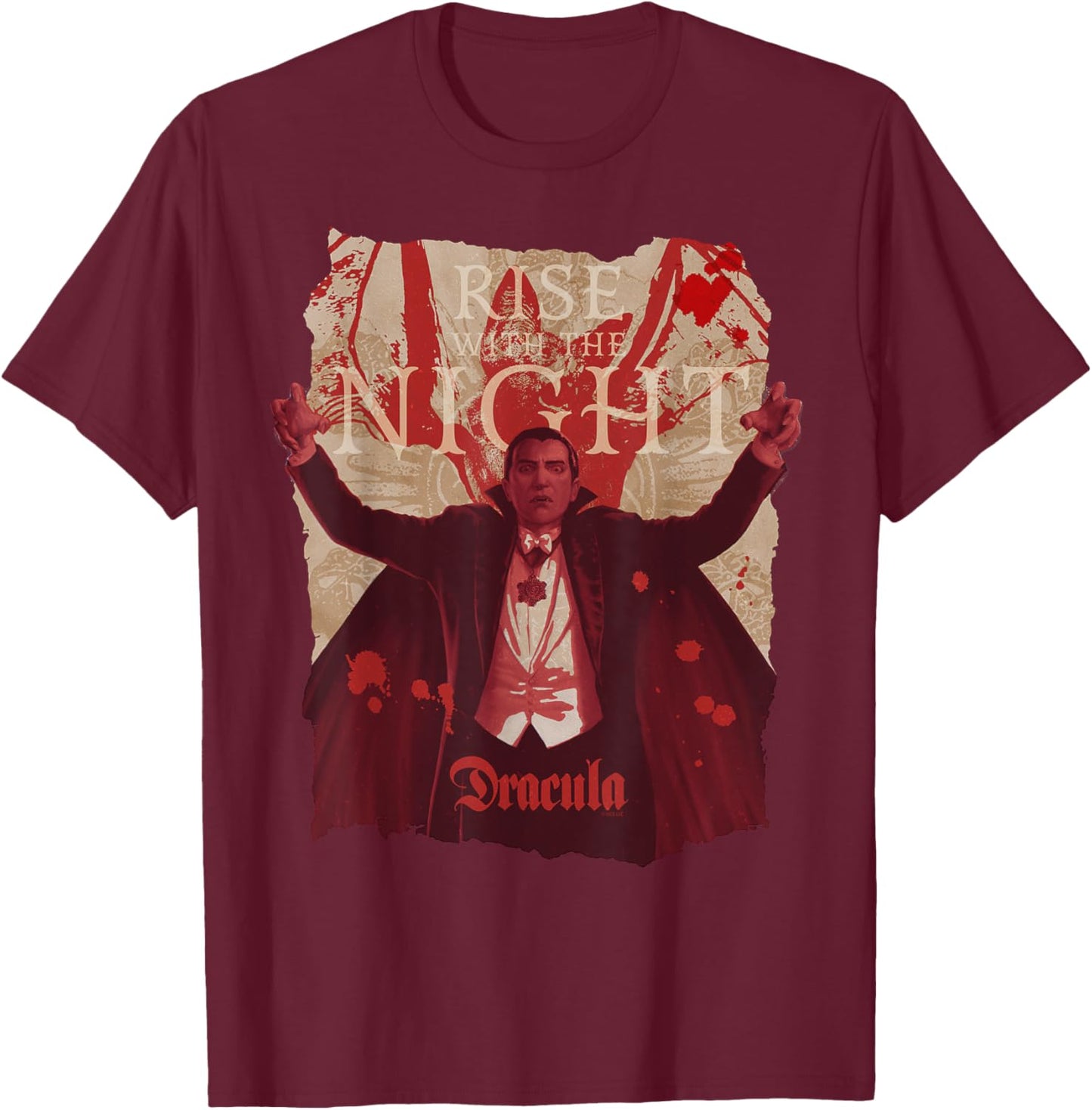 Universal Monsters Dracula Rise With The Night T-Shirt - T-Shirt | Maroon