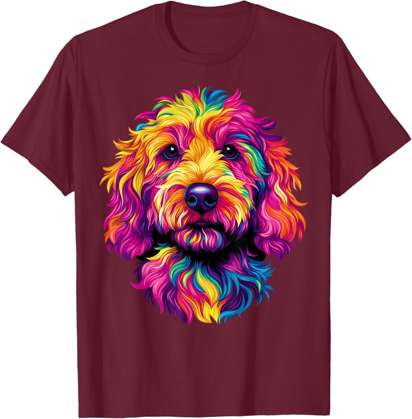 Colorful Goldendoodle Face Golden Doodle Dog Lover Black T-Shirt - T-Shirt | Maroon