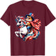 Cat Riding Unicorn USA Flag Patriotic 4th of July T-Shirt - T-Shirt | Maroon