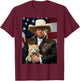 Donald Trump Cat Shirt Cowboy American Flag Funny Trump 2024 T-Shirt - T-Shirt | Maroon