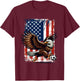 Vintage Bald Eagle Showing Soccer Skills American Flag Kids Men T-Shirt - T-Shirt | Maroon