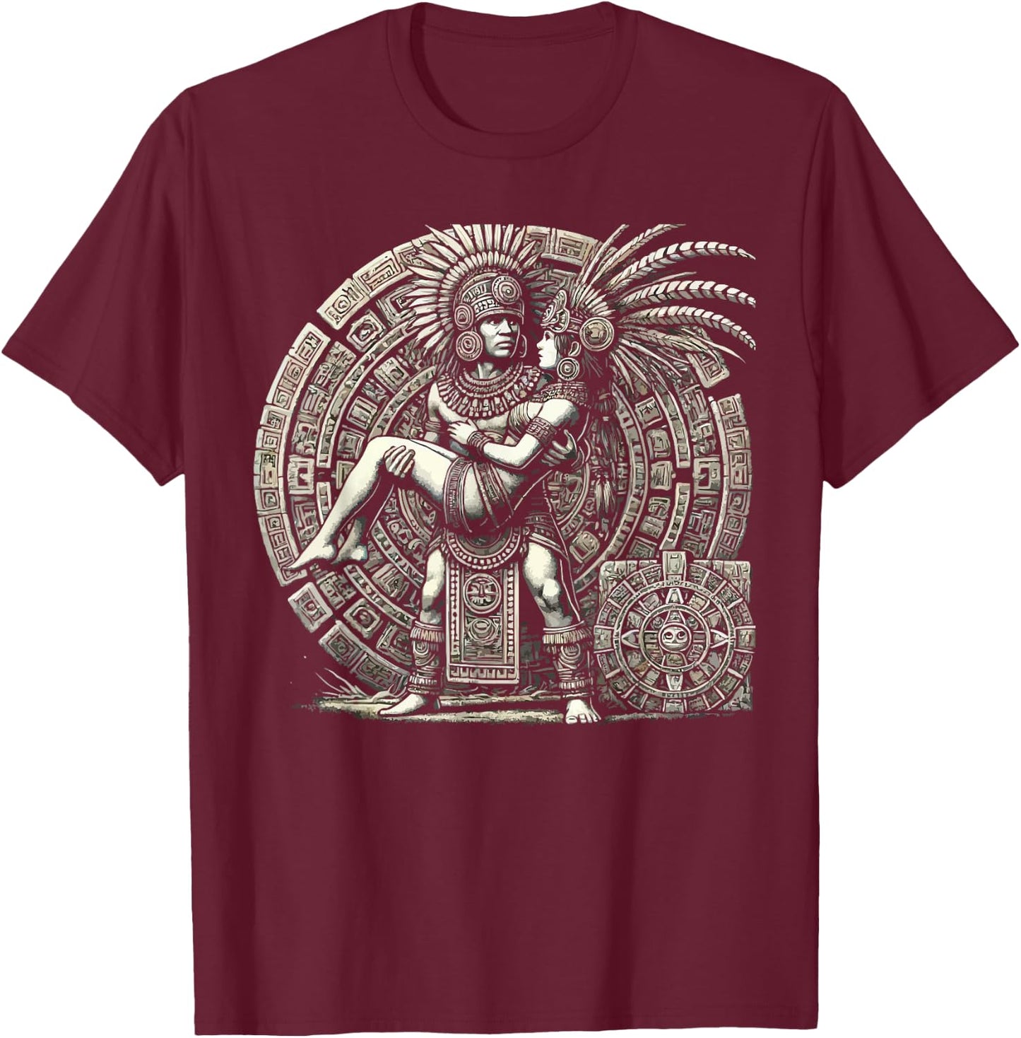 Aztec Warrior Mayan Indigenous Mexican Aztec Jaguar T-Shirt - T-Shirt | Maroon