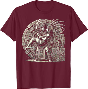 Aztec Warrior Mayan Indigenous Mexican Aztec Jaguar T-Shirt - T-Shirt | Maroon