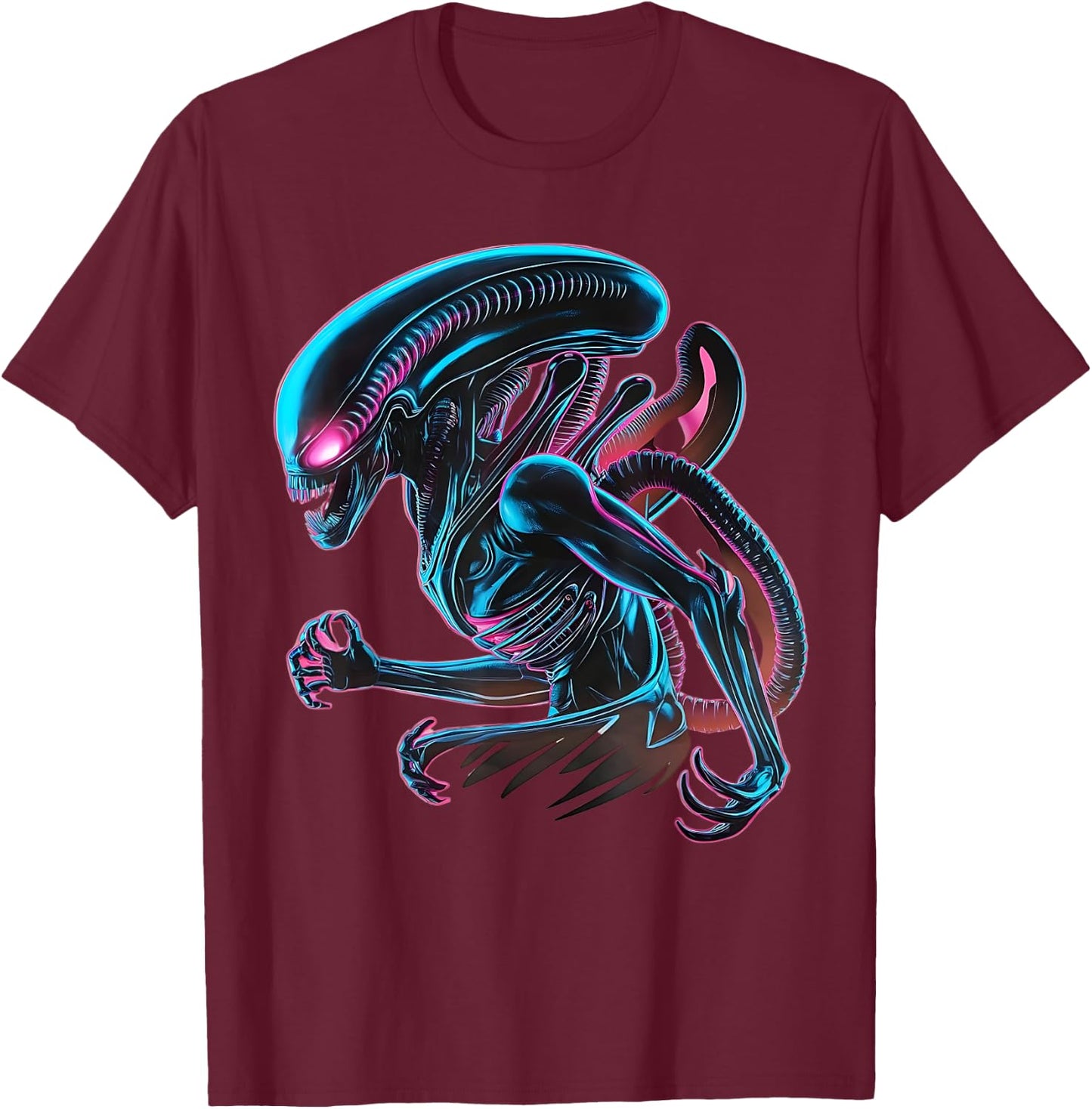 Illustrated poster with Alien Xenomorph Alien 45th Anniversa T-Shirt - T-Shirt | Maroon