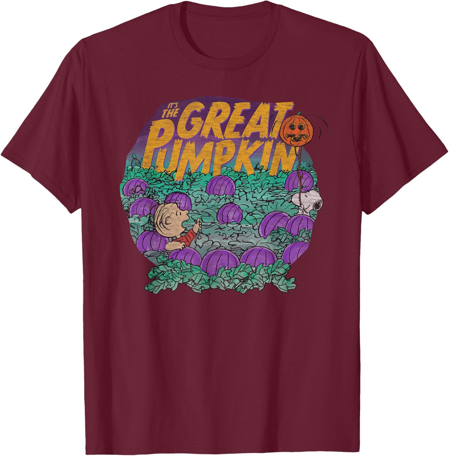 Peanuts Halloween Linus Snoopy Great Pumpkin T-Shirt - T-Shirt | Maroon
