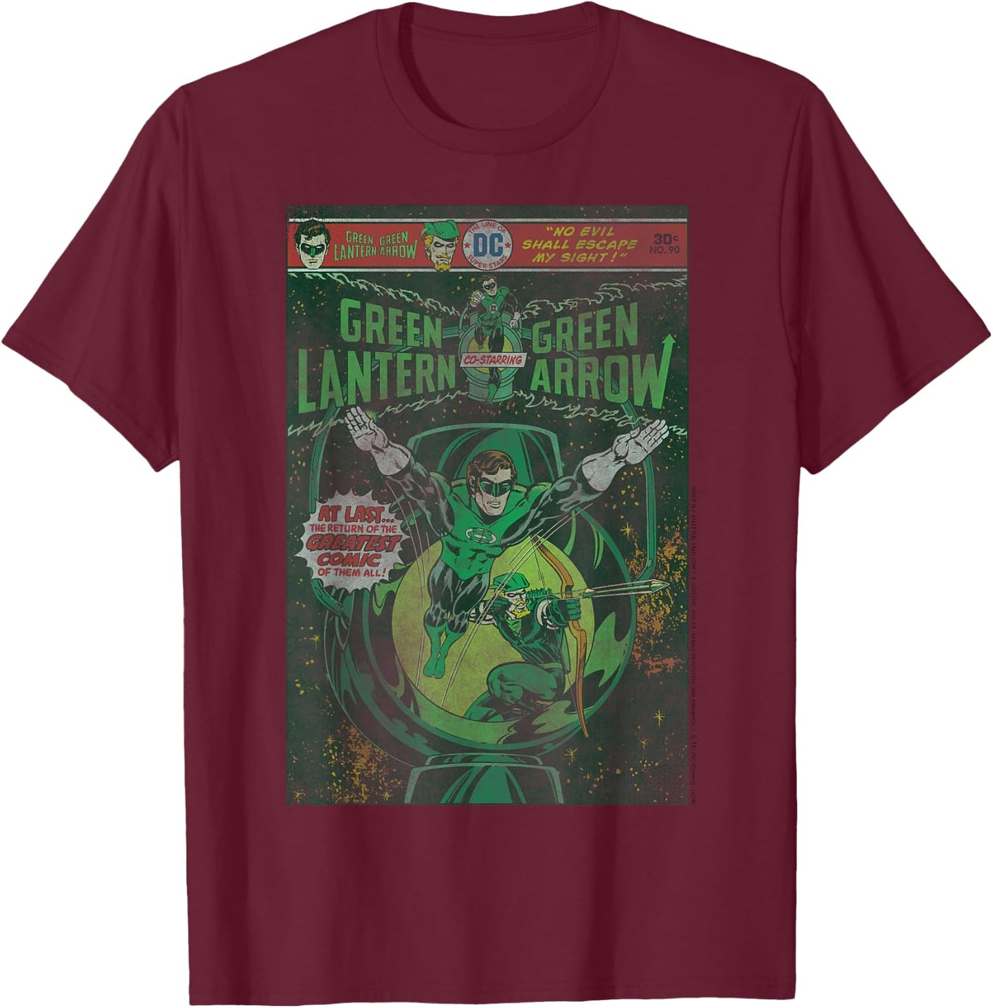 DC Comics Green Lantern and Green Arrow Comic Cover Small T-Shirt - T-Shirt | Maroon