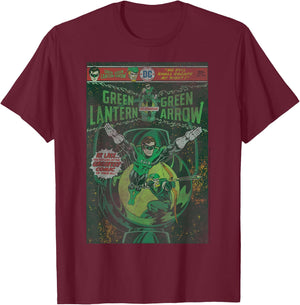 DC Comics Green Lantern and Green Arrow Comic Cover Small T-Shirt - T-Shirt | Maroon