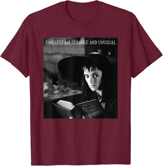 Beetlejuice - Lydia I Myself Am Strange and Unusual T-Shirt - T-Shirt | Maroon