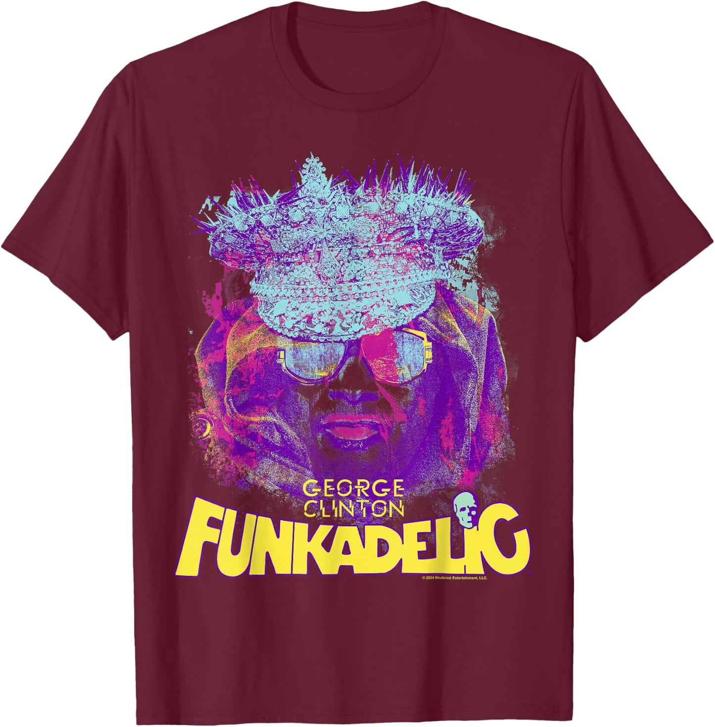 George Clinton Crown and Sunglasses T-Shirt - T-Shirt | Maroon