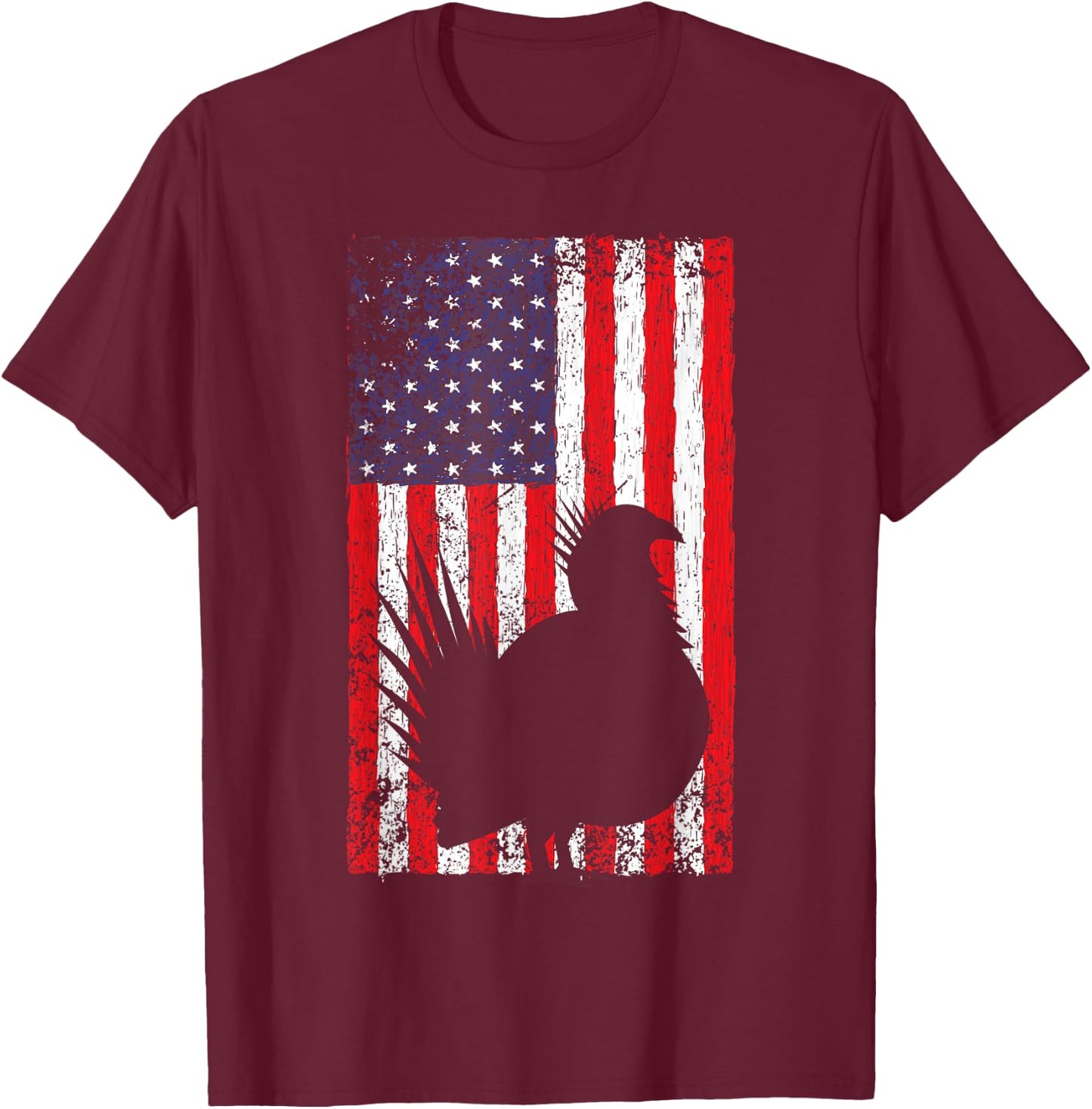 Sage Grouse American Flag Vintage Western Bird Country T-Shirt - T-Shirt | Maroon