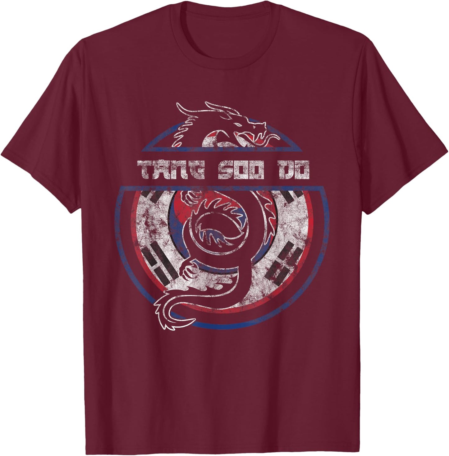 Tang Soo Do Shirt Martial Arts Gift Dragon Korean Flag T-Shirt - T-Shirt | Maroon