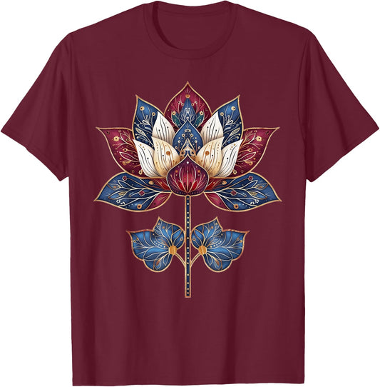 Lotus Flower Vintage Japanese Zen Buddhist Buddhism Yoga T-Shirt - T-Shirt | Maroon