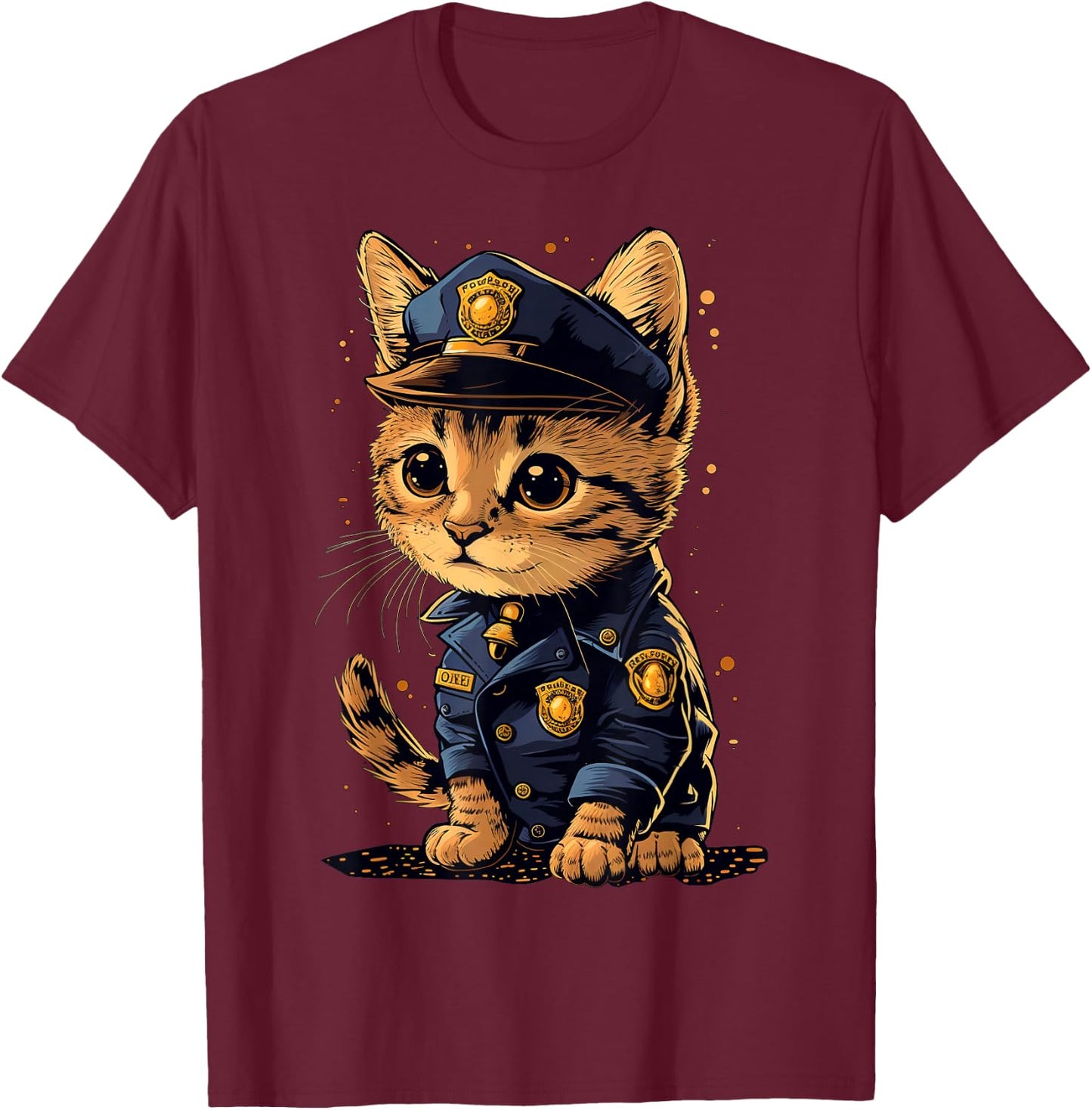 Cute working Cat Police Officer Men Women T-Shirt - T-Shirt | Maroon