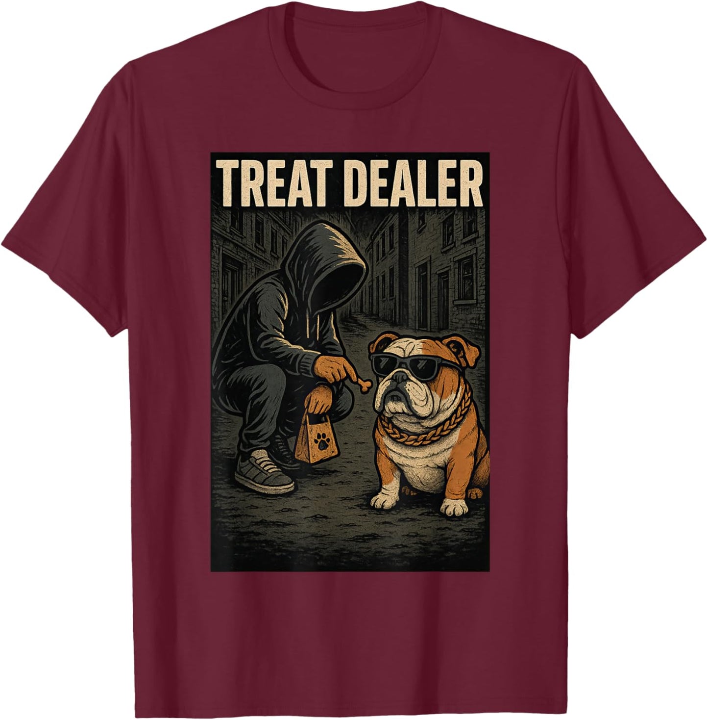 English Bulldog Treat Dealer Parody Humor Dog Lover Women T-Shirt - T-Shirt | Maroon