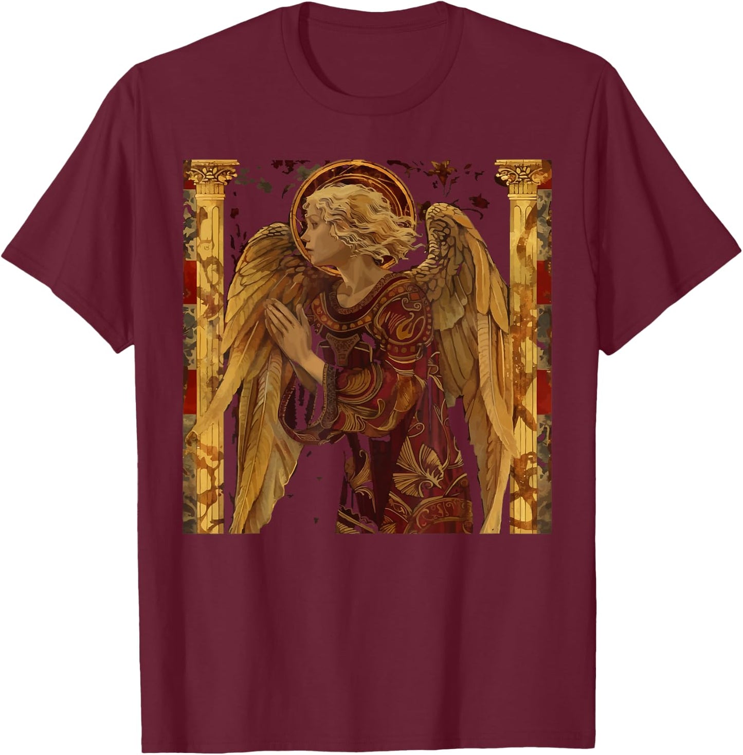 Archangel Gabriel Catholic Christianity Guardian Angel T-Shirt - T-Shirt | Maroon