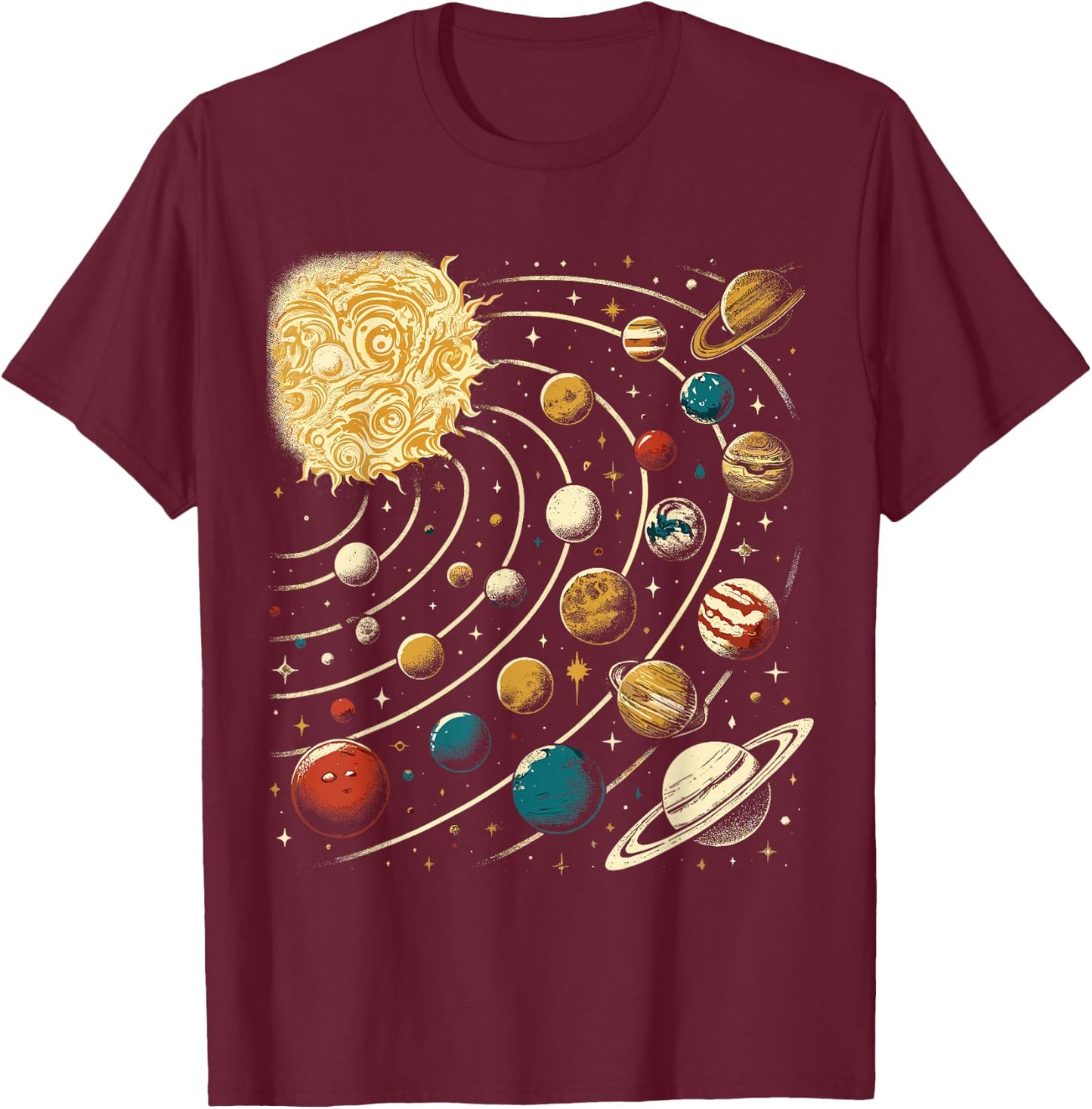 Solar System Planets Girls Boys Astronomy Space T-Shirt - T-Shirt | Maroon