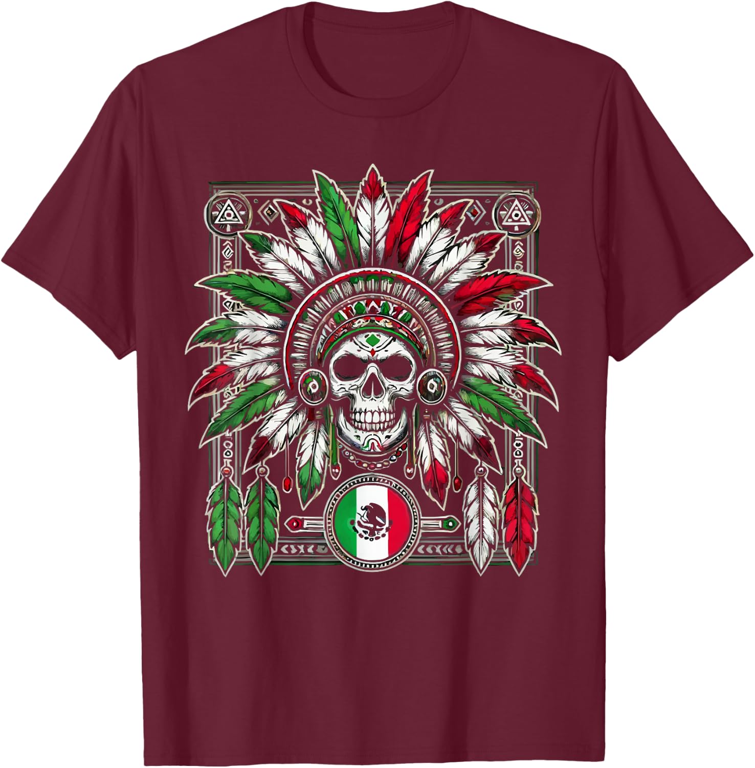Aztec Warrior Mayan Indigenous Mexican Aztec Jaguar T-Shirt - T-Shirt | Maroon