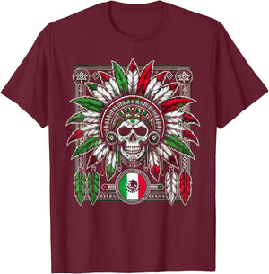Aztec Warrior Mayan Indigenous Mexican Aztec Jaguar T-Shirt - T-Shirt | Maroon