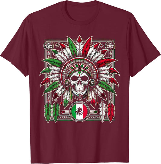 Aztec Warrior Mayan Indigenous Mexican Aztec Jaguar T-Shirt - T-Shirt | Maroon