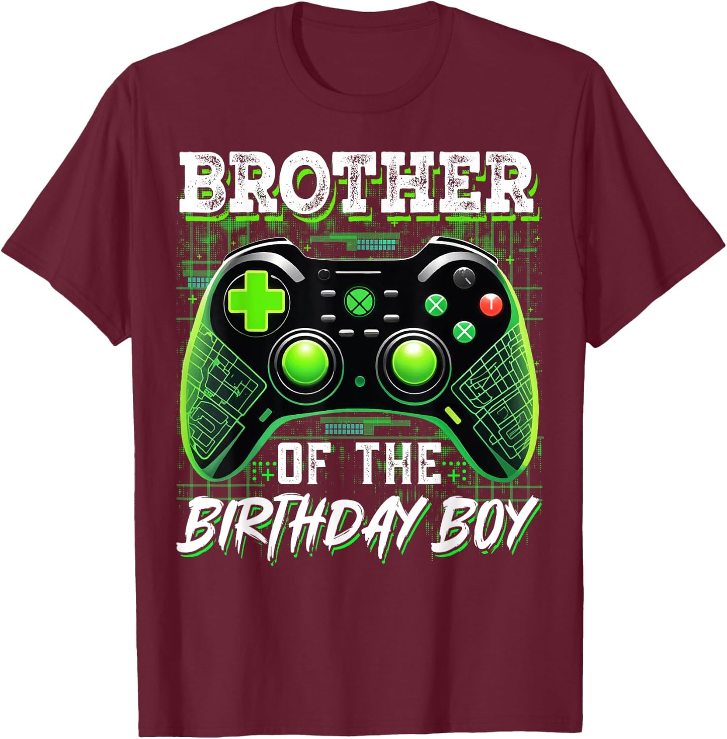 Brother Of The Birthday Boy Matching Video Gamer Birthday T-Shirt - T-Shirt | Maroon
