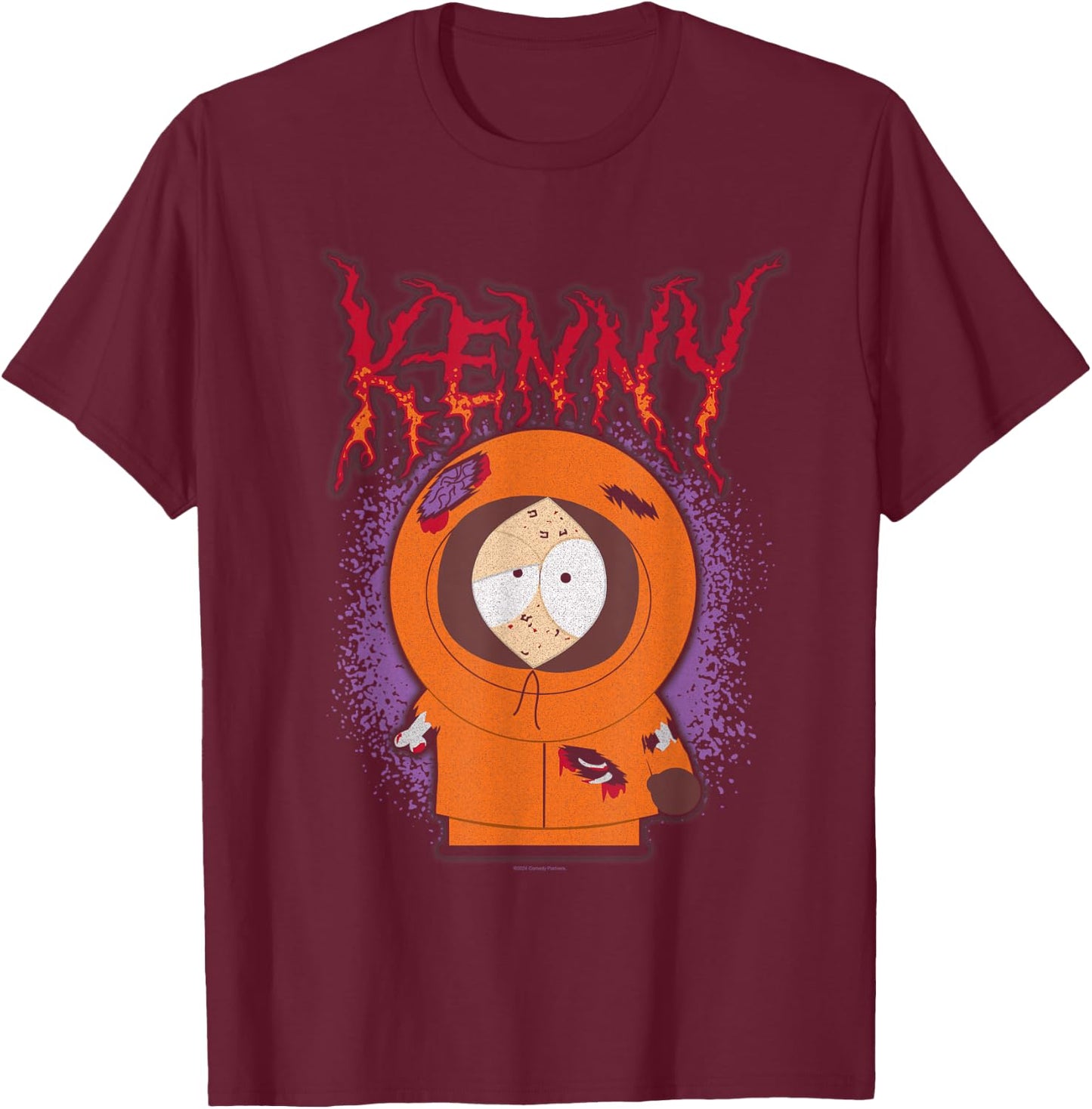 South Park Series Kenny Beat Up Grunge Name Splatter Cartoon T-Shirt - T-Shirt | Maroon